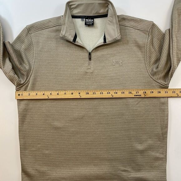 Under Armour Golf Men’s Quarter-Zip Beige Striped Performance Top Sz M - Picture 4 of 6